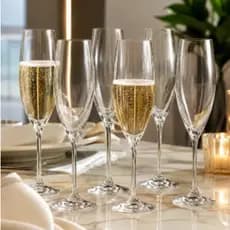 Jogo De 6 Taças De Champanhe Bohemia Cristal Luxo 220ml Transparente
