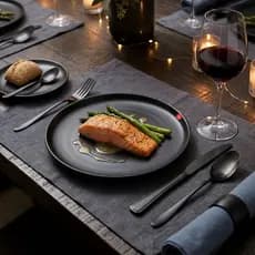 Jogo De Talheres 24 Peças Preto Fratelli Victoria Faqueiro Aço Inox Premium Completo Mesa Posta Luxo