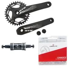 Kit Transmissão 12v Pedivela coroa unica 1x10 11 12v Gts+corrente Absolute 12v com power link+movimento central absolute