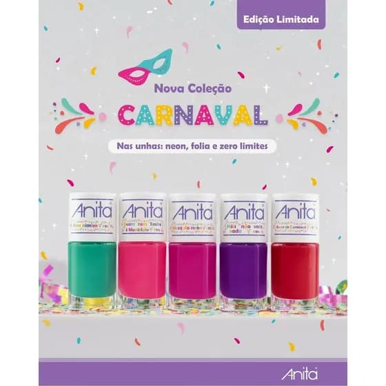 Kit 5 Esmaltes Anita Coleção Carnaval Lançamento Atacado