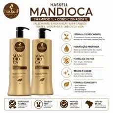 Haskell Mandioca Kit 1L Shampoo + Condicionador Hidratação e Fortalecimento