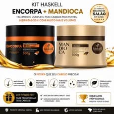 Kit Haskell Máscara Encorpa Cabelo 300g + Máscara Mandioca 300g Hidratação Crescimento Original