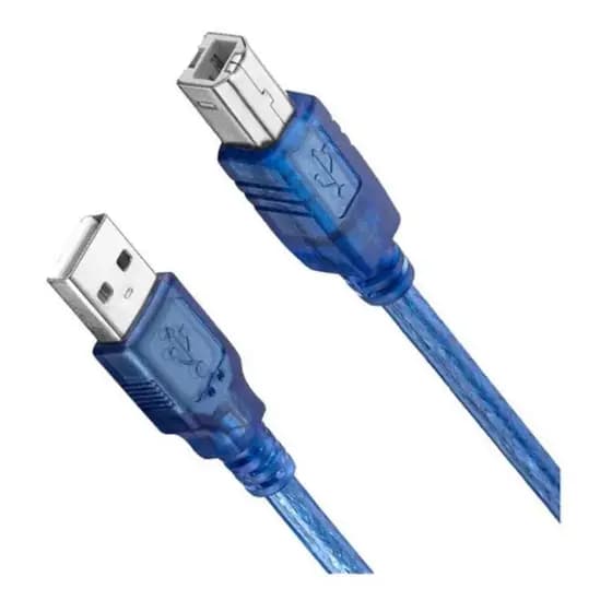 Cabo Usb Padrão A/b 50 Cm Azul Para Arduino Uno Mega