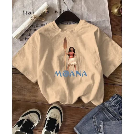 Camiseta Manga Curta Menina Oversezid verão 100% Algodão 4 ao 16 Moana