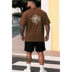 Camiseta Oversized Masculina Rosa dos Ventos Power | Premium | Estilo Streetwear