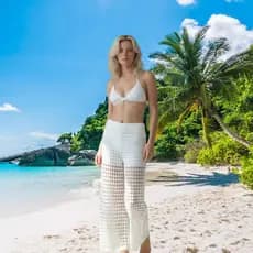 CALCA SAIDA DE PRAIA FEMININA TRICO MODA PRAIA VERAO SAIDA DE PRAIA FORRADA