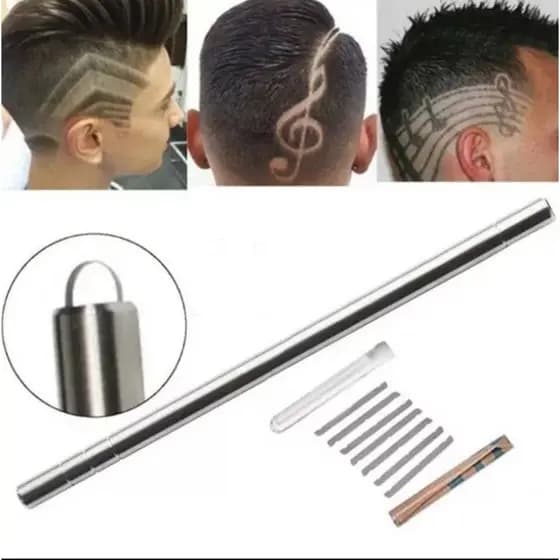 Caneta Navalha Desenho Cabelos Cabeleireiro Barbeiro + 10 Lâminas Barbearia