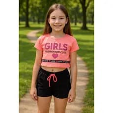 Conjunto Juvenil Cropped e Short Menina