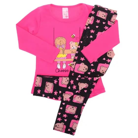 Conjuntos Infantil  Meia Estação Roupa Frio Menina  2 Peças Blusinha e Calça Tamanho 2 e 3