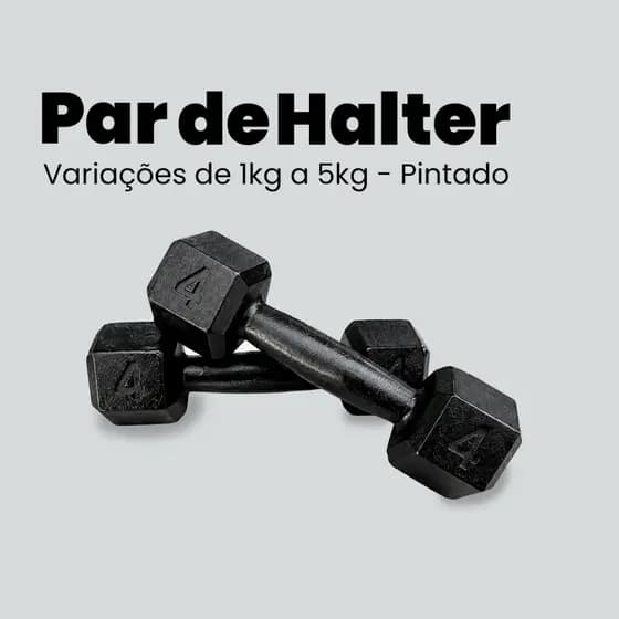Par Halter Sextavado Pintado 1kg a 5kg - Peso de Academia Fitness Musculação Treino - Escolha o Seu Tamanho de 1 a 5kg