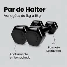 Par Halter Sextavado Emborrachado 1kg a 5kg Academia Musculação Treino Funcional Peso Livre Fitness