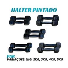 Par Halter Sextavado 5KG 4KG 3KG 2KG 1KG Pintado | Musculação Academia Funcional Peso Para Braço Treino em Casa Crossfit