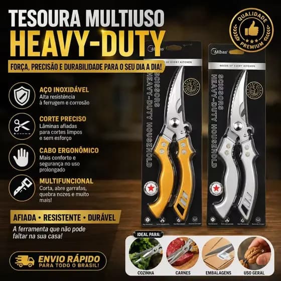 Tesoura Multifuncional para Cozinha - Corte Preciso e Seguro em Aço Inoxidável