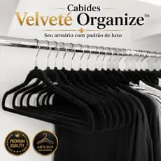 Kit 10 Cabides Antideslizantes Veludo Preto Slim Não Escorrega Ultra Fino Guarda Roupa Organizado