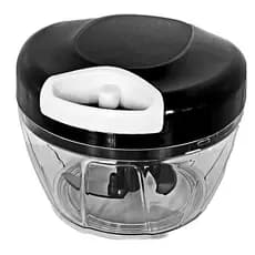 Mini Processador 500 ml Preto Fatiador e Triturador De Alimentos Manual 3 Laminas Inox