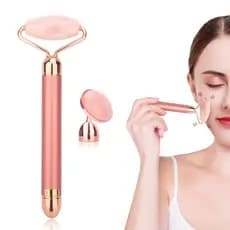 Pedra de Jade 2 em1 Rolo Rolinho Massageador Vibrador Elétricol Anti Rugas Olheiras YS-10
