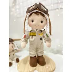 boneco menino aviador de feltro personalizado com nome aviador uniforme