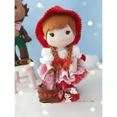boneca chapeuzinho vermelho de feltro