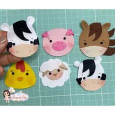 aplique animais fazendinha de feltro para vestidos roupas festa junina 6 und