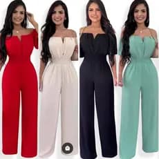 Macacão Feminino Longo Pantalona Luxo Brinde Varias Cores Ciganinha Natal/Ano Novo