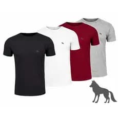 Kit  Camisetas Masculina Slim Fit Camisa 100% Algodao Camiseta Acostamento Básica Lobo