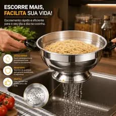 Escorredor De Macarrão Alumínio Resistente 20cm Com Alças Cozinha Prático