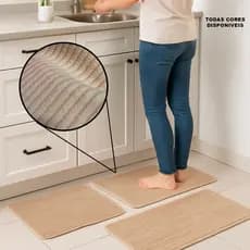 Kit Passadeira Para Cozinha 3 peças Antiderrapante Veludo Luxo Canelado