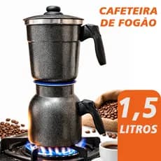 Cafeteira Italiana  1,5L em Alumínio Polido ou Craqueado | Café Pronto Rápido