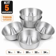 Kit 5 Formas De Bolo Com Furo Central Alumínio Alta Qualidade Todos os Tamanhos