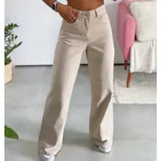 Calça Wide Leg Pantalona Jeans Feminina Cintura Alta Levanta BumbumB11