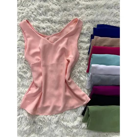 Regata Blusa Alça Larga Tecido Duna novo LYK1001
