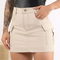 Cargo Mini Saia Sarja Feminina   Premium Bolsos Tendência Moda Fashion--cg