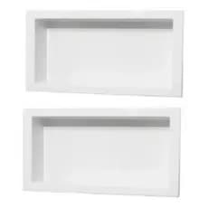 kit 2 Nichos para Banheiro Prateleira com borda Embutir 32x62 Suporte shampoo Branco - Organize  com Estilo!