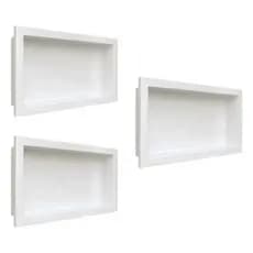 KIT 3 nichos de embutir para parede banheiro - Branco