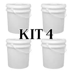 Kit 4 Baldes 18 Litros Com Tampa E Lacre - Branco