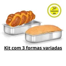 Kit com 3 Formas para Pães Bolos Assados Conjunto Confeiteiro Cozinha Prática