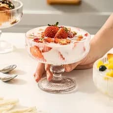 Jogo 4 Taças de Sobremesa Versalhes 320ml Vidro para Sorvete Mousse Frutas Doces Pavê Açaí
