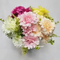 Rosa Dália Rosas artificial buque com 5 flor P/ Decoração Casamento, Arranjos, Decorar Festas e casa