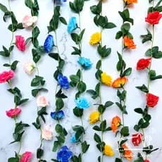 Corrente de Rosa Flor Artificial 2.4M P/ Decoração Casamento, Arranjos, Decorar Festas e casa