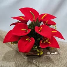 Buquê Flor Artificial Veludo Copo de Leite Vermelho P/ Decoração Casamento, Arranjos, Decorar Festas e casa