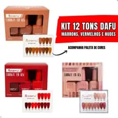 Kit 12 Esmaltes Gel Led UV Cabine Paleta Tons Marrom Nude Vermelho Pasteis Dafu 10ml Envio Imediato