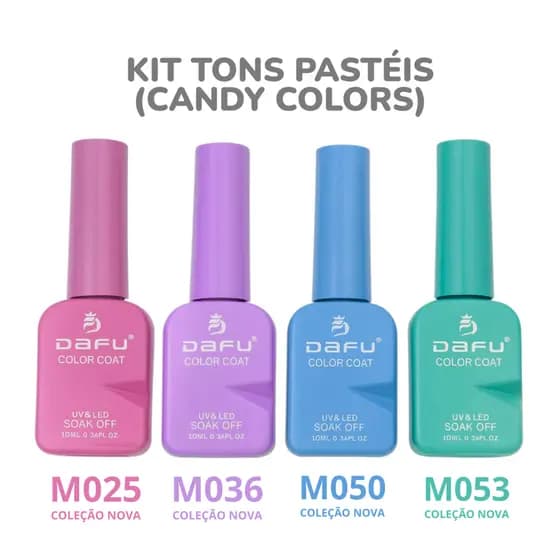 Kit Esmaltes Gel Tons Brancos/Marrom/Nude/Vermelho/Pastéis/Terrosos LED/UV Unhas Perfeita Cobertura DAFU 10ml