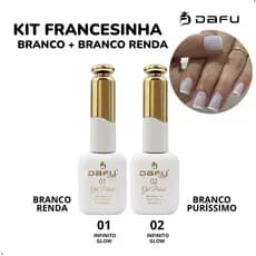 Kit Francesinha Esmalte em Gel Dafu Sem TPO/HEMA Branco Renda + Puríssimo Nails Unhas Designer