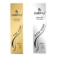 Kit 2 Top Base Coat DAFU Refil Sache Ultrabrilho Esmaltes Gel Unhas Nails Preparadores 10ml
