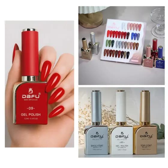 Esmalte Gel Dafu 12ml Marrons Brancos Vermelhos Top Base Coat Livres TPO/HEMA Coleção Glamour Nails