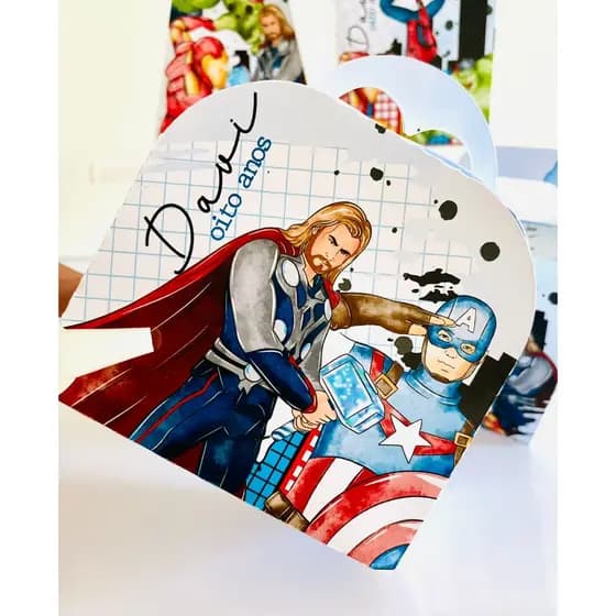 Kit Caixinhas Personalizadas Vingadores – Aniversário Infantil | Kit PEGUE E MONTE
