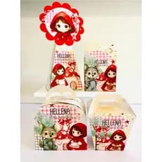Kit Caixinhas Personalizadas Chapeuzinho Vermelho – Aniversário Infantil | Kit PEGUE E MONTE
