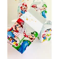 KIT COM 20 CAIXINHAS - Super Mário + 15 LACRES ADESIVOS NO TEMA