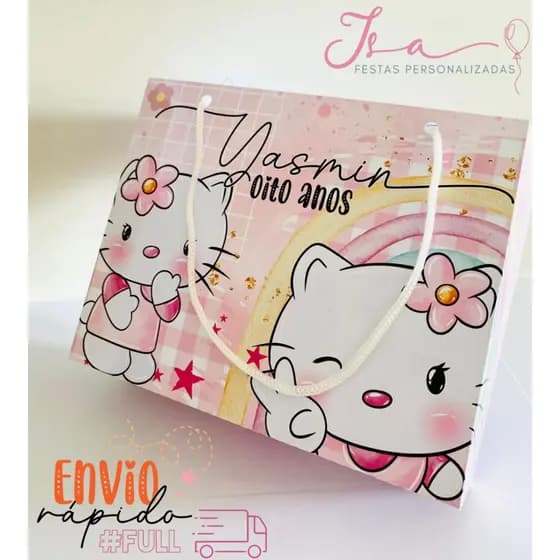 Sacolinhas Hello Kitty Personalizadas Kit Festa Infantil Pegue e Monte