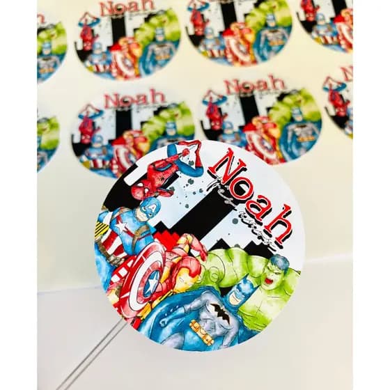 Adesivos Personalizados  – Vingadores | Homem-Aranha, Batman, Capitão América, Hulk | Lembrancinha Festa Infantil